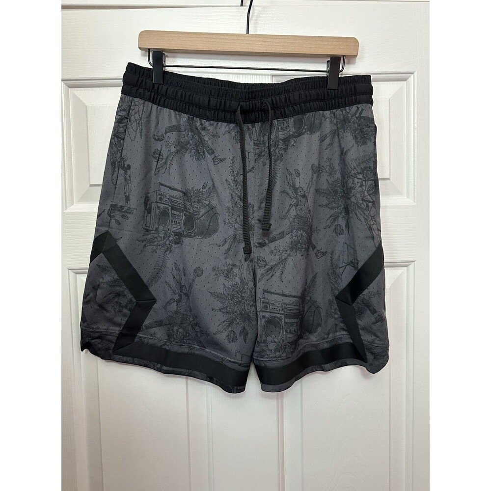 Size L Men Jordan Sport Dri-FIT Shorts Printed Black Gray Diamond FV8614-010 NEW